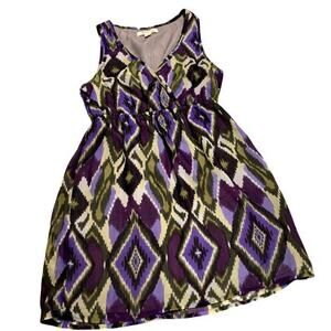 Forever 21 Purple Abstract Sleeveless V-Neck Casual Summer Dress